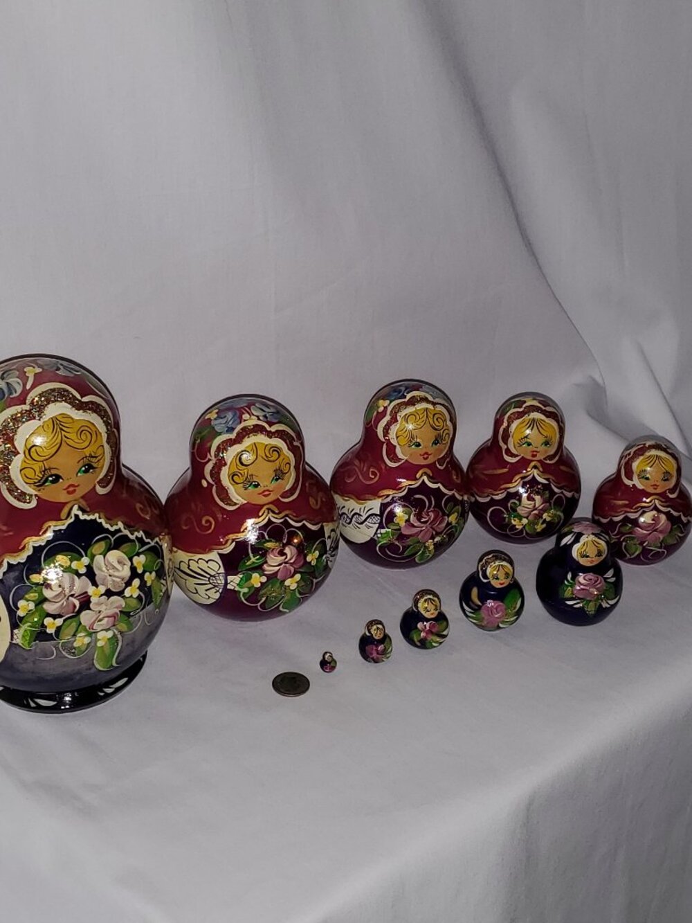 Wooden Hand painted Matryoshka Russian Family Nesting Dolls 10 Piece